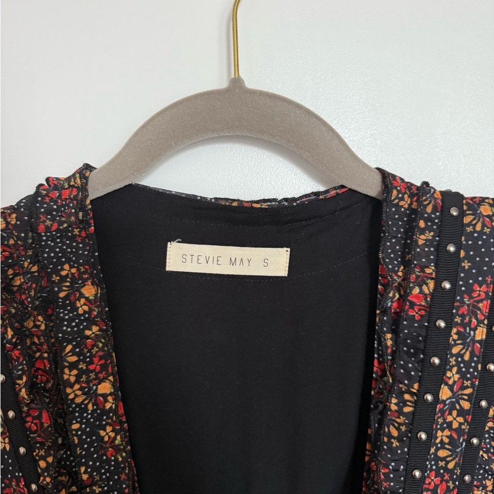 Stevie May Black Dress with Red and Yellow Floral Accents